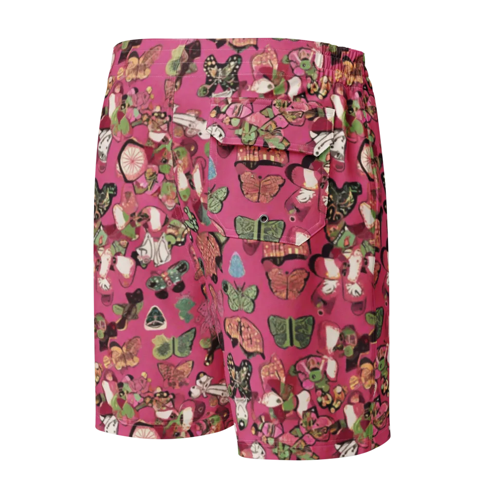 Rosebud Menagerie on Men's Board Shorts — Back