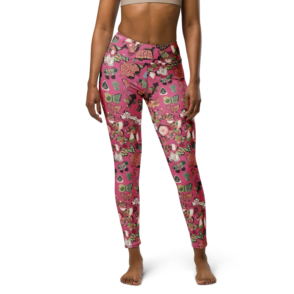 Rosebud Menagerie on Yoga Leggings — Front