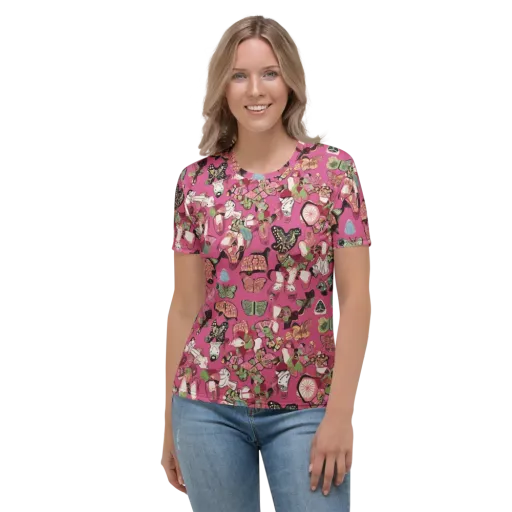 Rosebud Menagerie on a Women's Crew Neck T-Shirt
