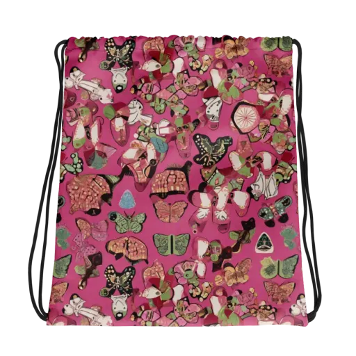 Rosebud Menagerie on a Drawstring Bag