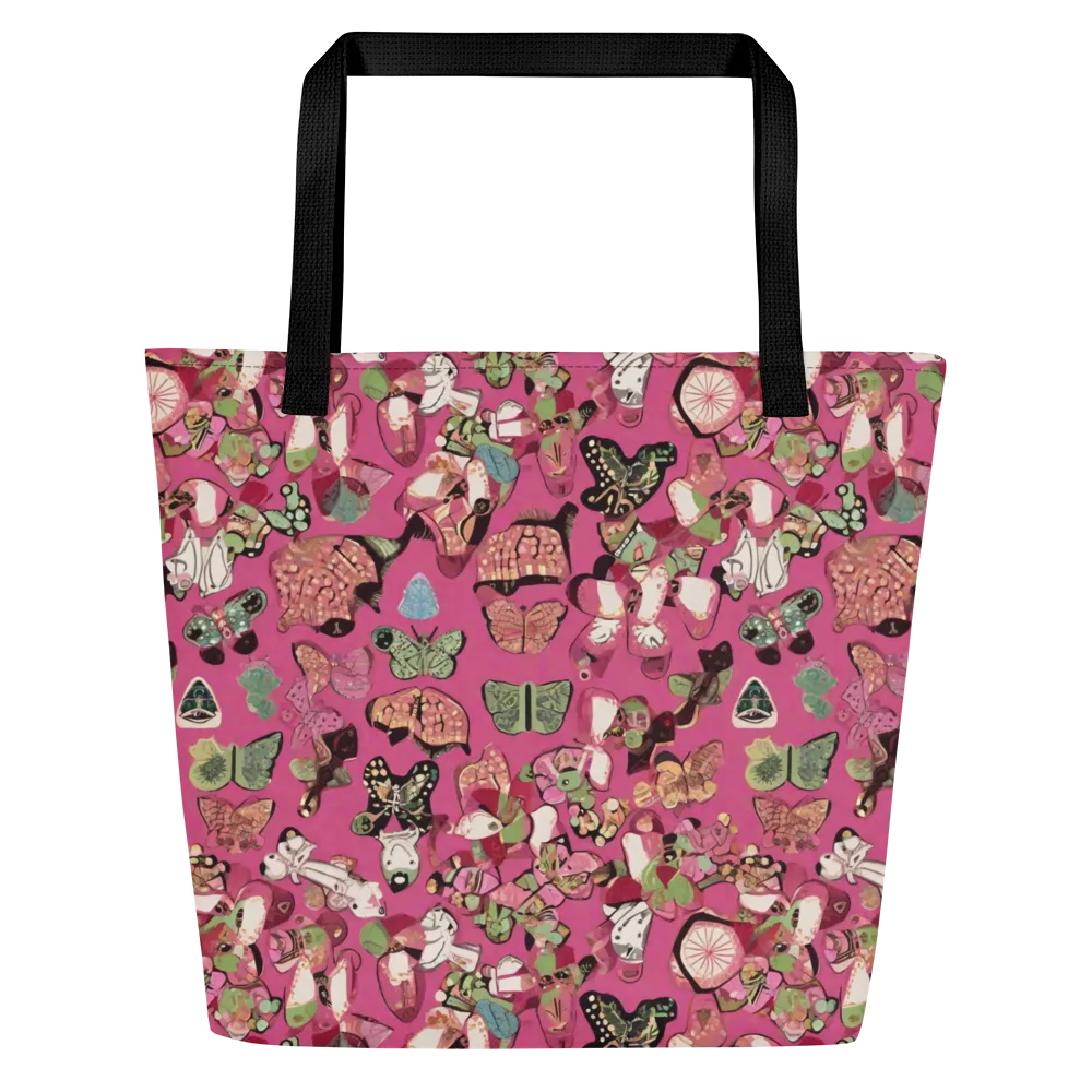 Rosebud Menagerie on Large Tote Bag W/ Pocket — Front