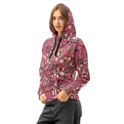 Rosebud Menagerie on a Cotton Hoodie