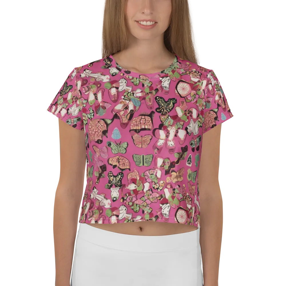 Rosebud Menagerie on Crop Tee — Front