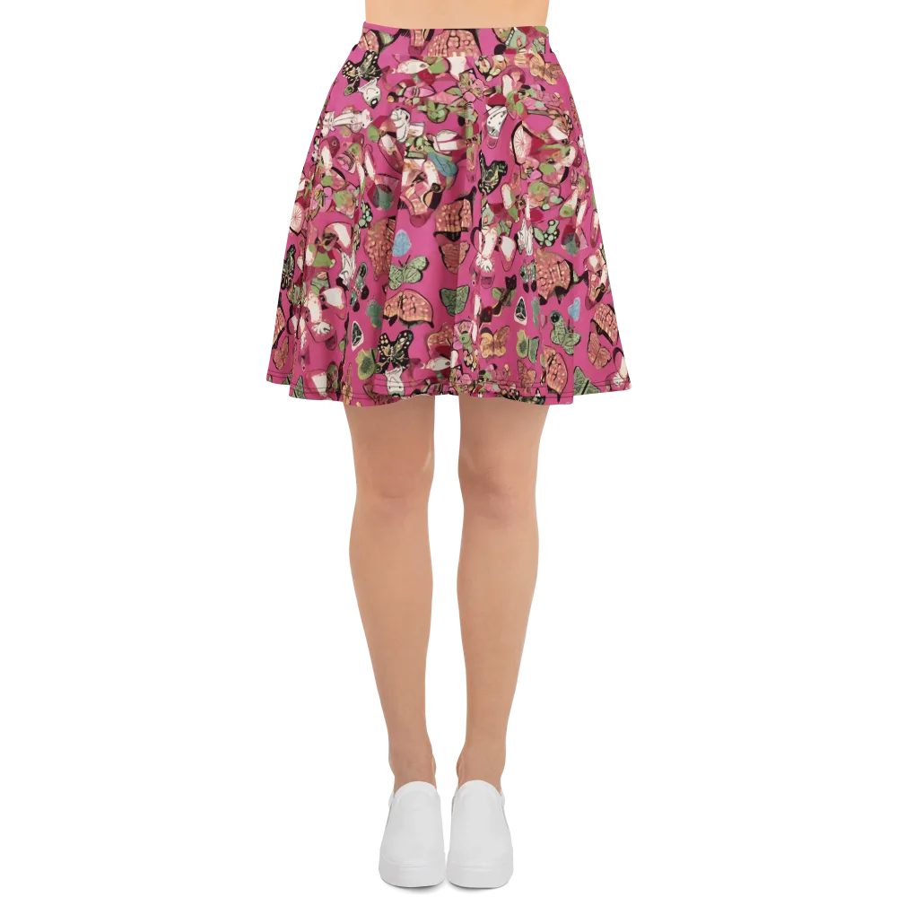 Rosebud Menagerie on Skater Skirt — Front