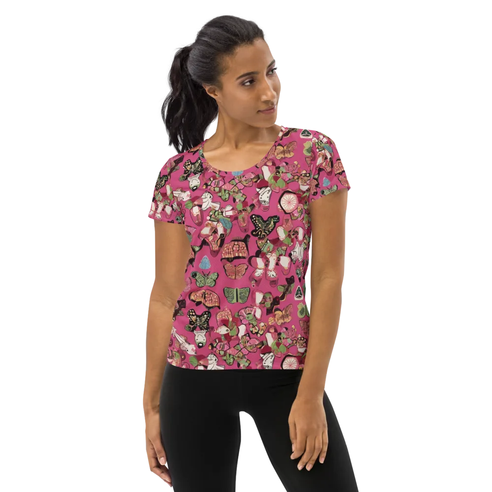 Rosebud Menagerie on Women's Athletic T-Shirt — Front