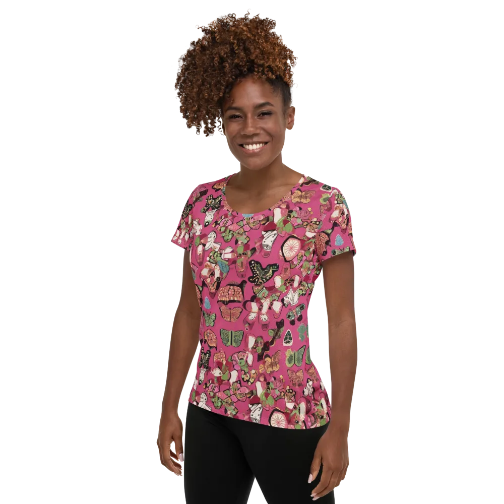 Rosebud Menagerie on Women's Athletic T-Shirt — Left