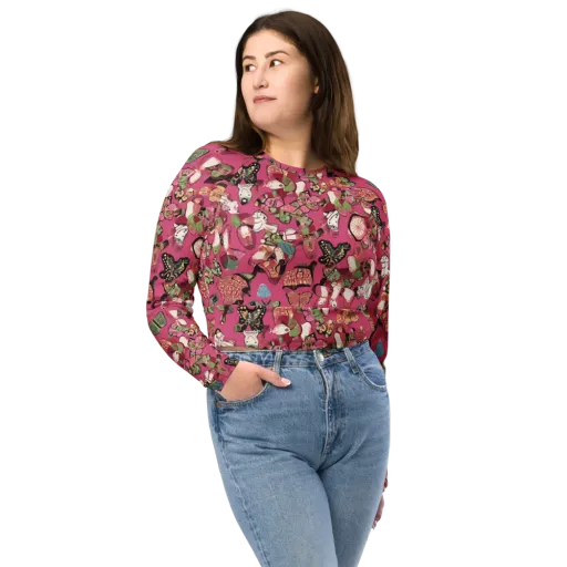 Rosebud Menagerie on a Long Sleeve Crop Top