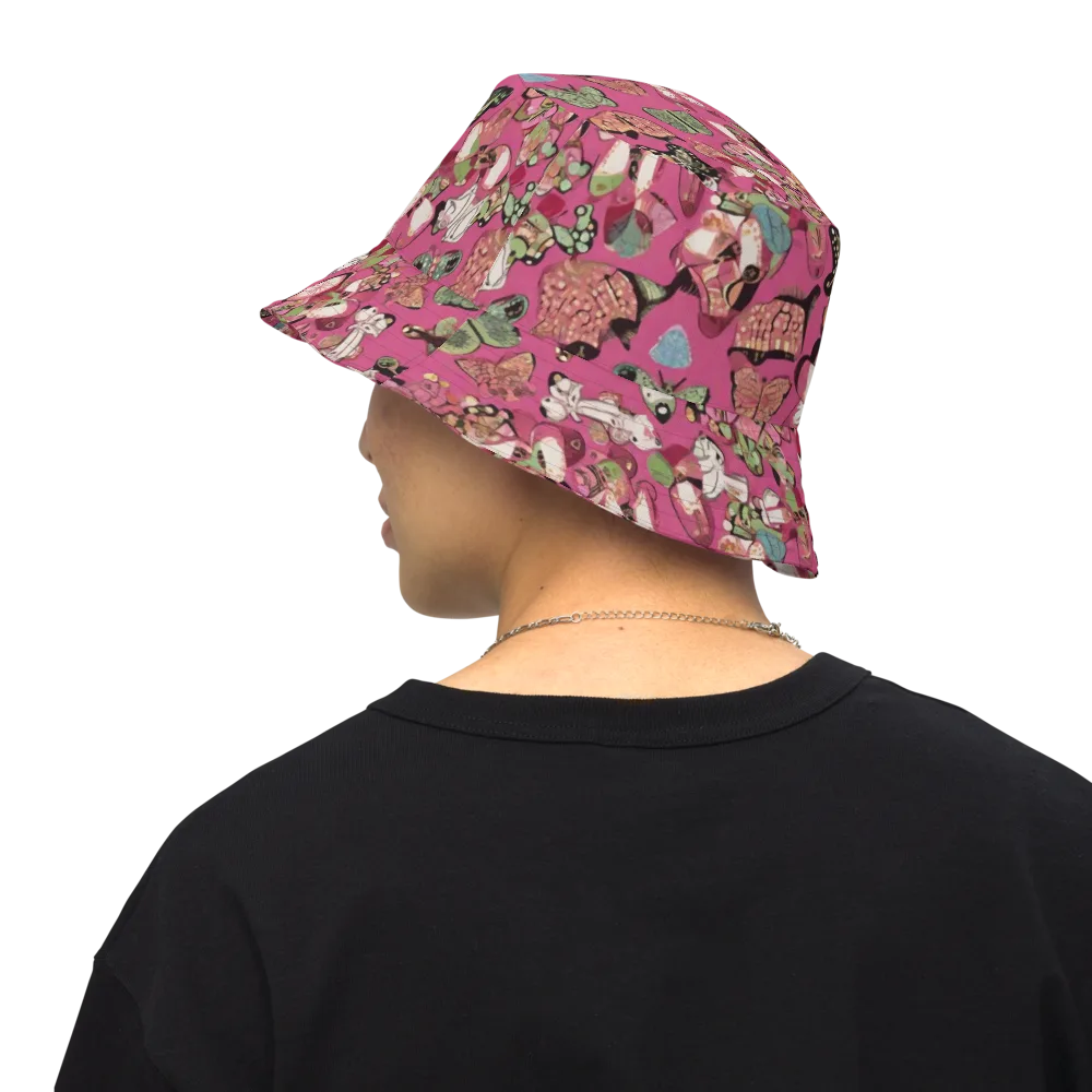 Rosebud Menagerie on Reversible Bucket Hat — Back Inside