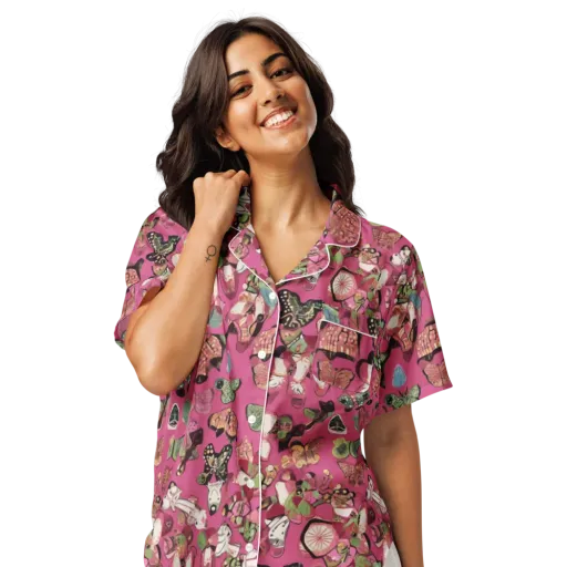 Rosebud Menagerie on a Women's Short Sleeve Pajama Top