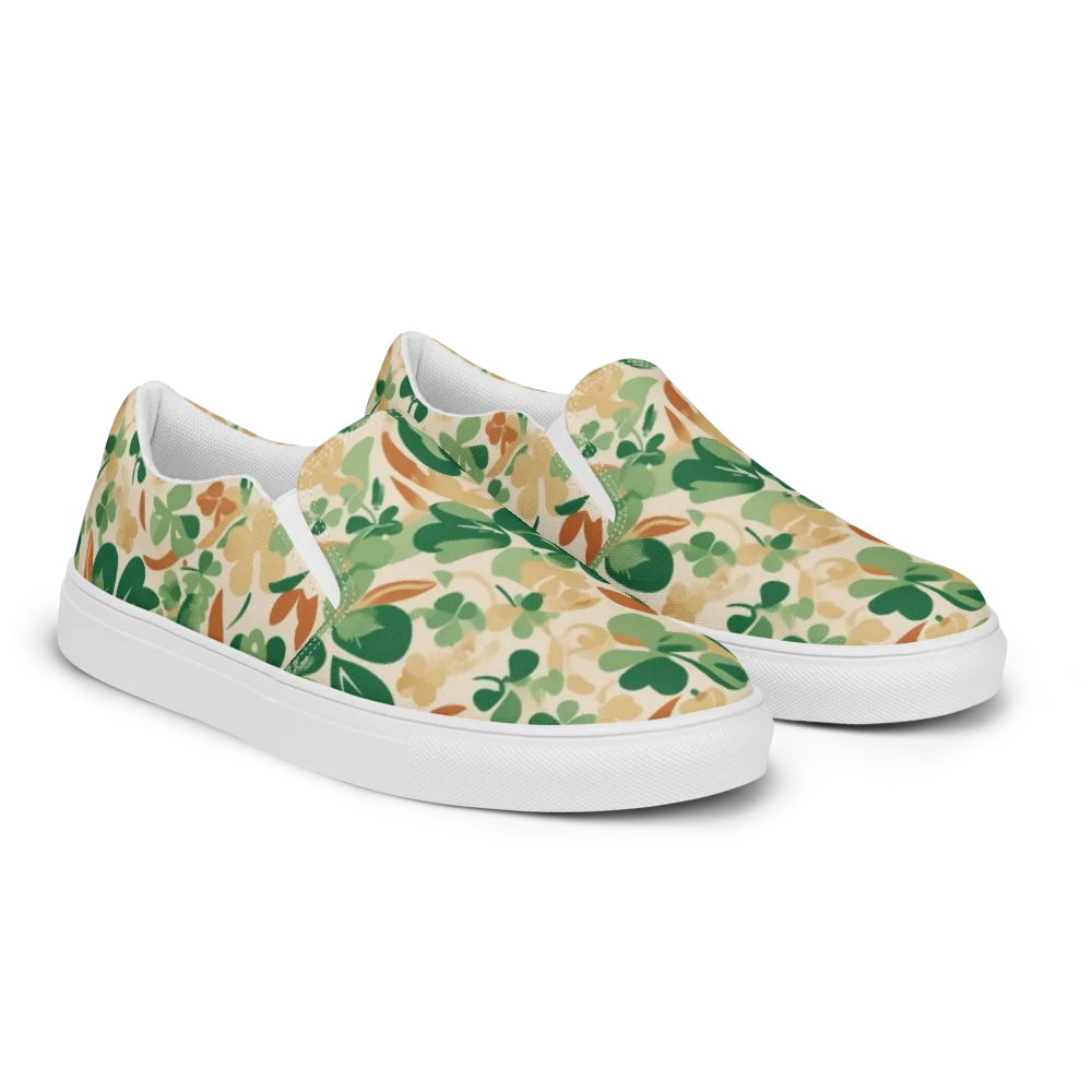 Clover Canopy on Men's Slip-On Canvas Shoes — Right Front