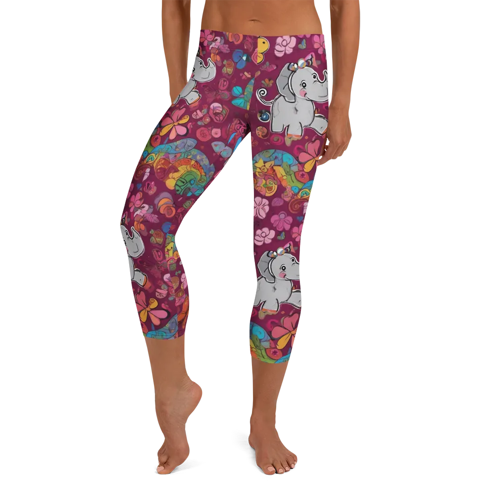 Kaleidoscope Safari on Capri Leggings — Front