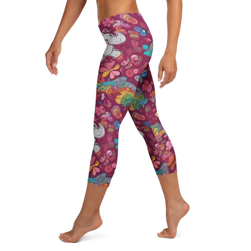 Kaleidoscope Safari on Capri Leggings — Left