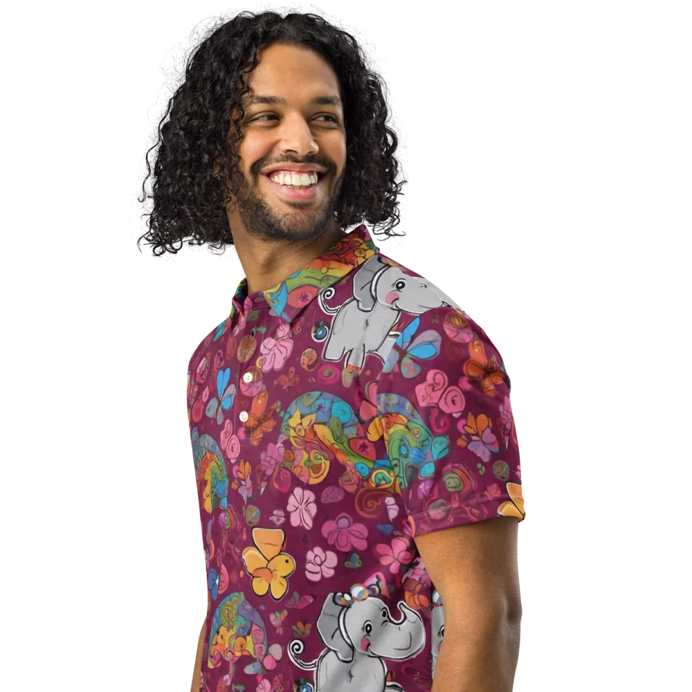 Kaleidoscope Safari on Men's Slim Fit Polo Shirt — Left Front
