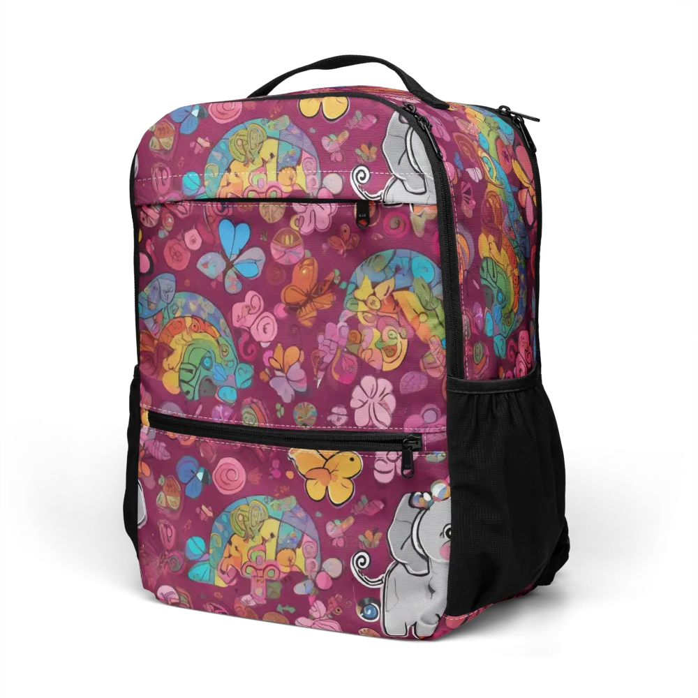 Kaleidoscope Safari on Utility Backpack — Left Front