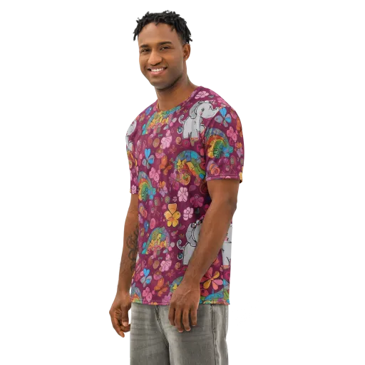 Kaleidoscope Safari on a Men's Cotton Crew Neck T-Shirt
