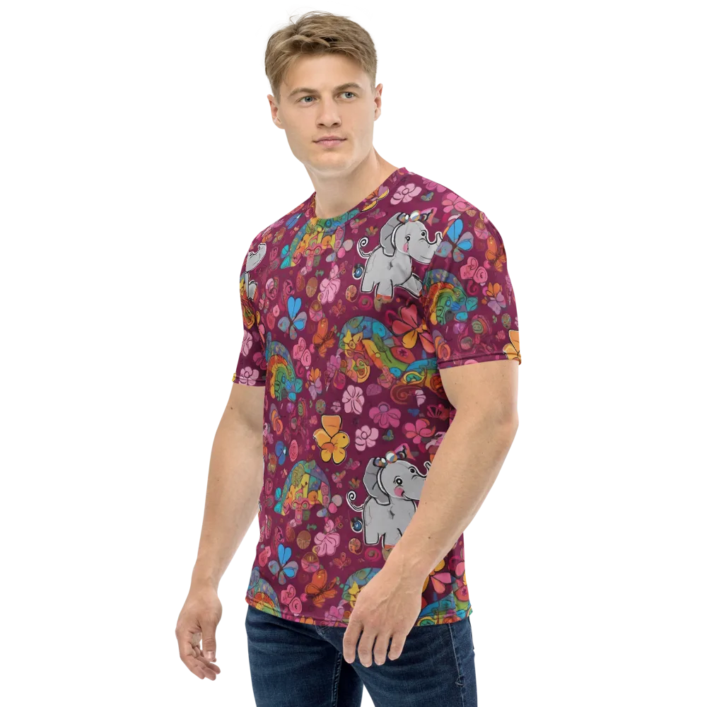 Kaleidoscope Safari on Men's Crew Neck T-Shirt — Left