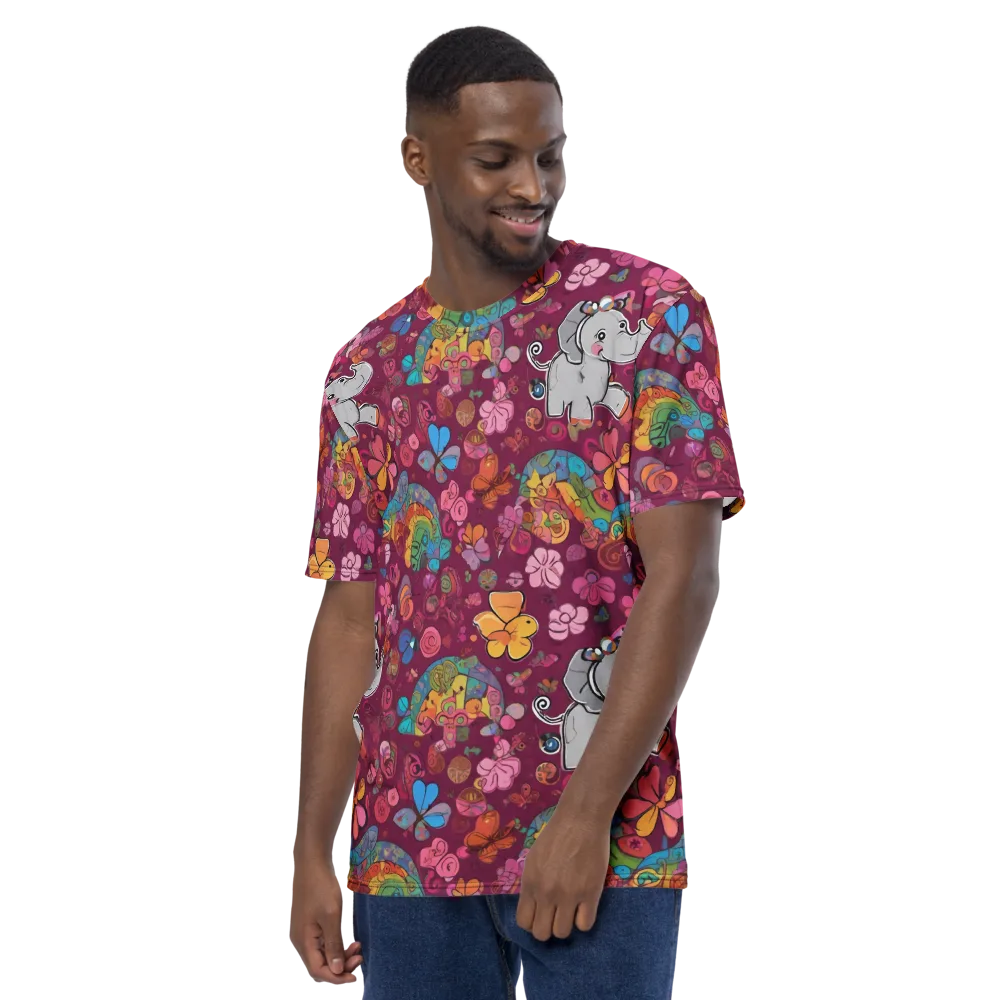 Kaleidoscope Safari on Men's Crew Neck T-Shirt — Left