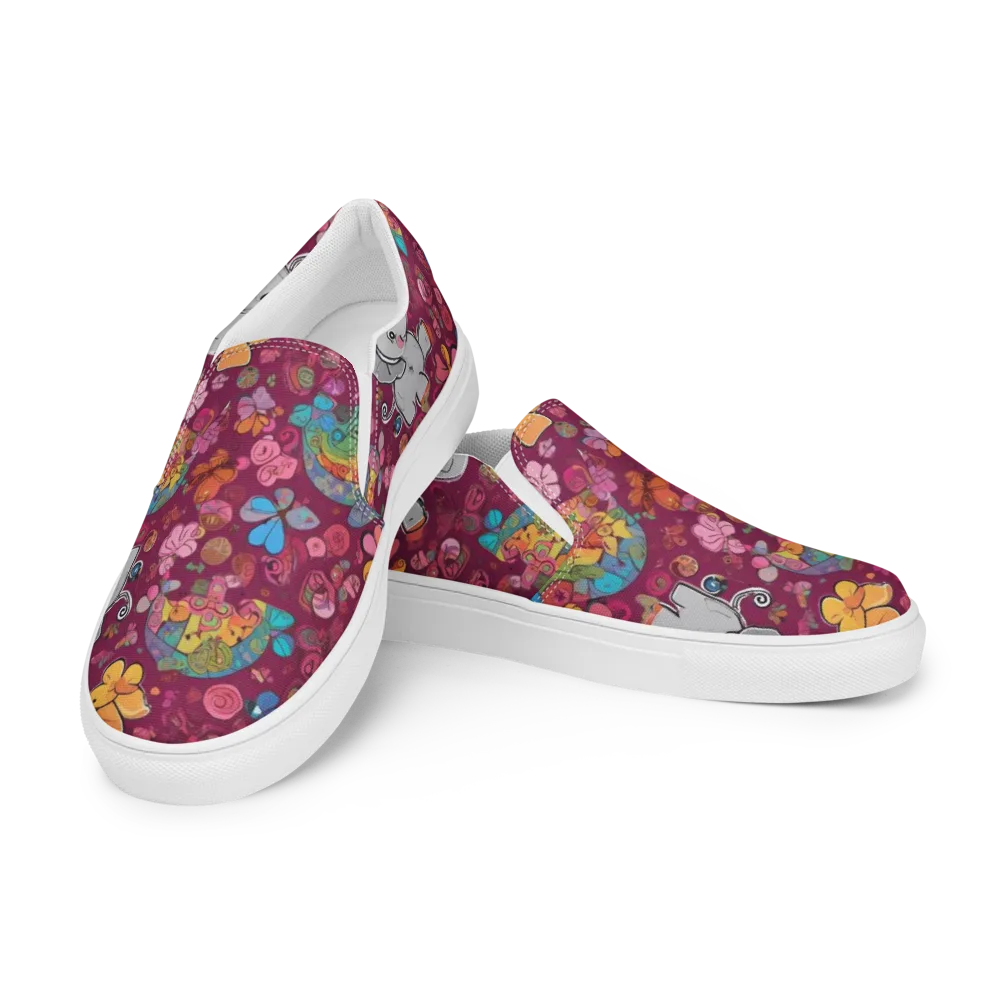 Kaleidoscope Safari on Men's Slip-On Canvas Shoes — Left Front