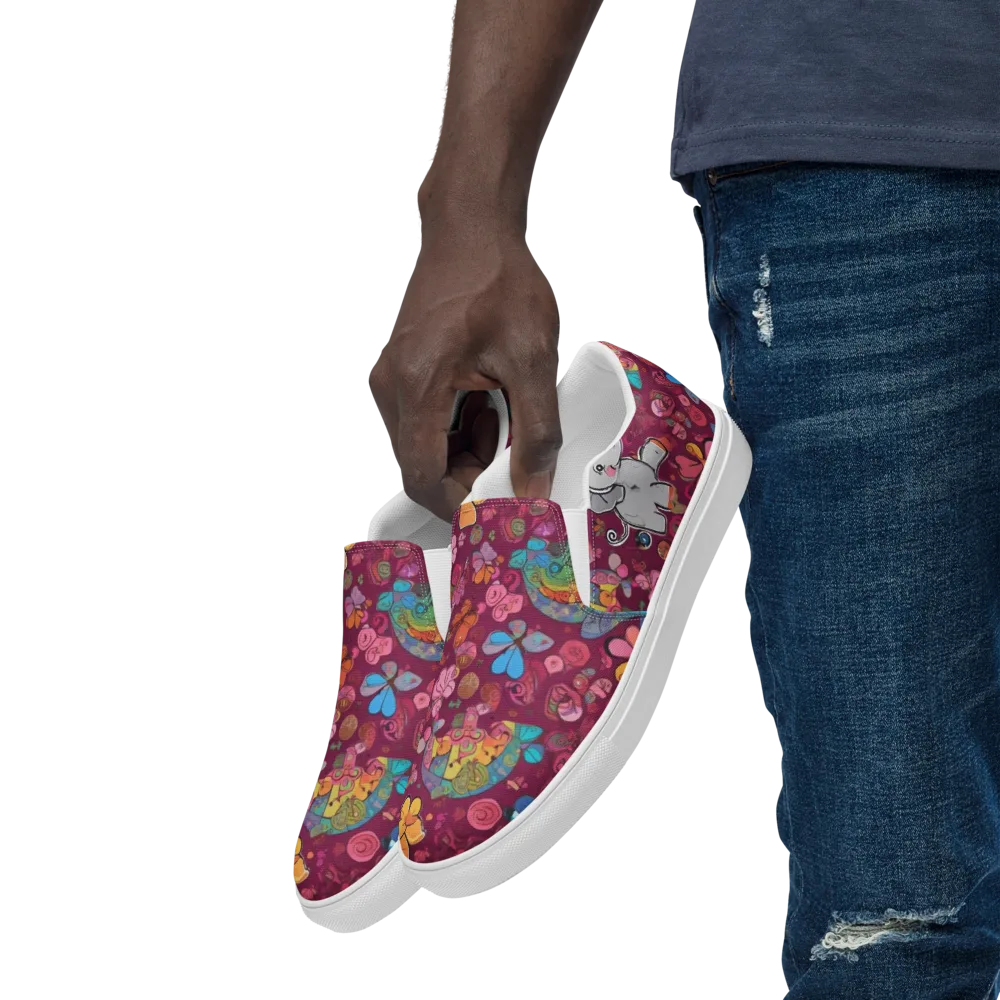 Kaleidoscope Safari on Men's Slip-On Canvas Shoes — Left Front