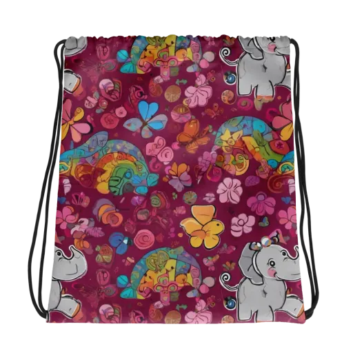 Kaleidoscope Safari on a Drawstring Bag