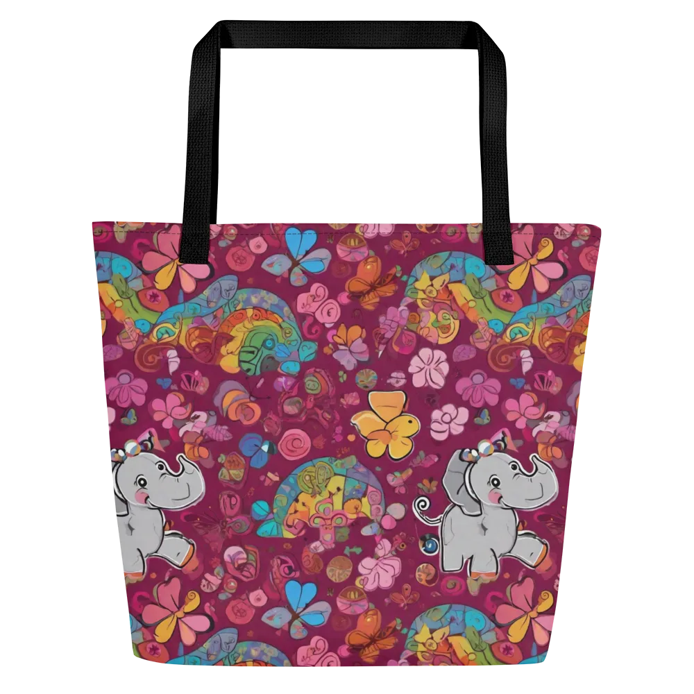 Kaleidoscope Safari on Large Tote Bag W/ Pocket — Front
