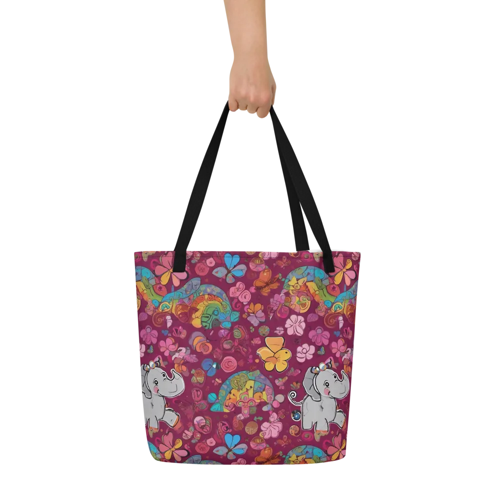 Kaleidoscope Safari on Large Tote Bag W/ Pocket — Front