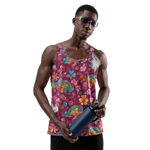 Kaleidoscope Safari on a Men's Tank Top