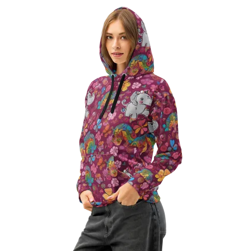 Kaleidoscope Safari on a Cotton Hoodie