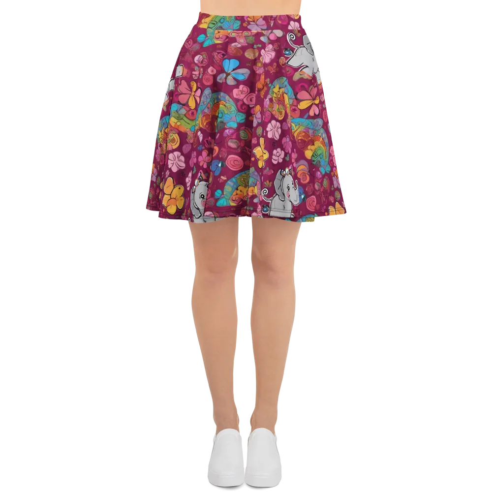 Kaleidoscope Safari on Skater Skirt — Front