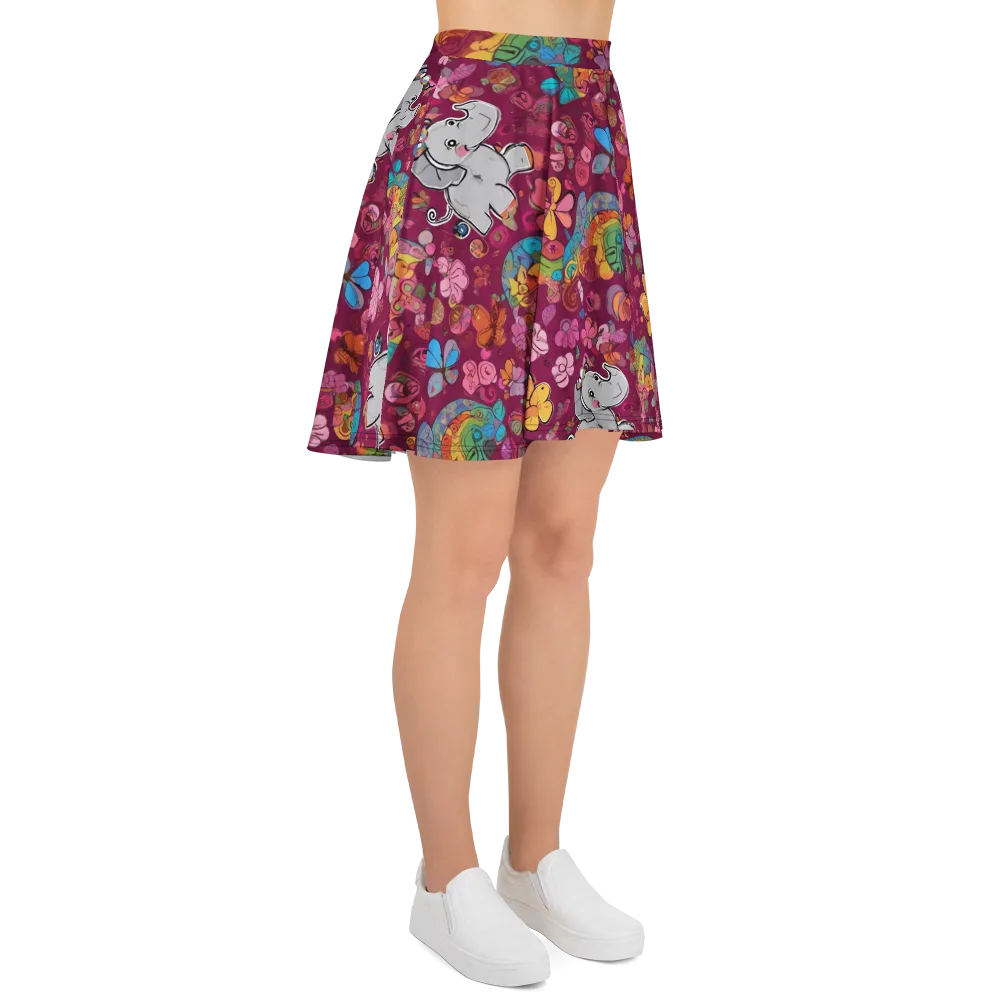Kaleidoscope Safari on Skater Skirt — Right