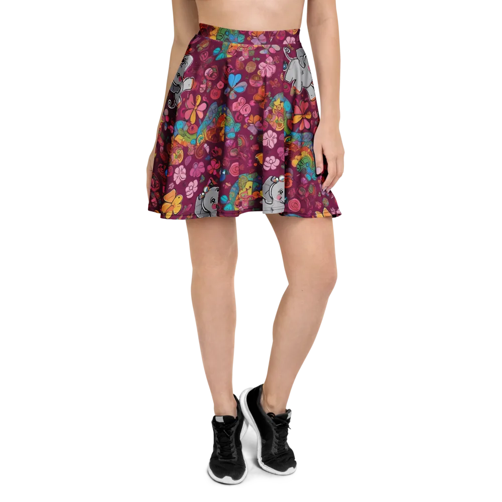 Kaleidoscope Safari on Skater Skirt — Front