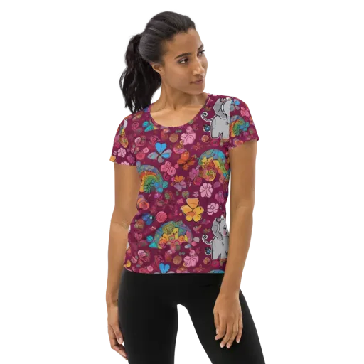 Kaleidoscope Safari on a Women's Athletic T-Shirt