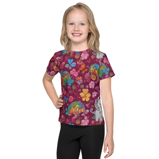 Kaleidoscope Safari on a Kids Crew Neck T-Shirt
