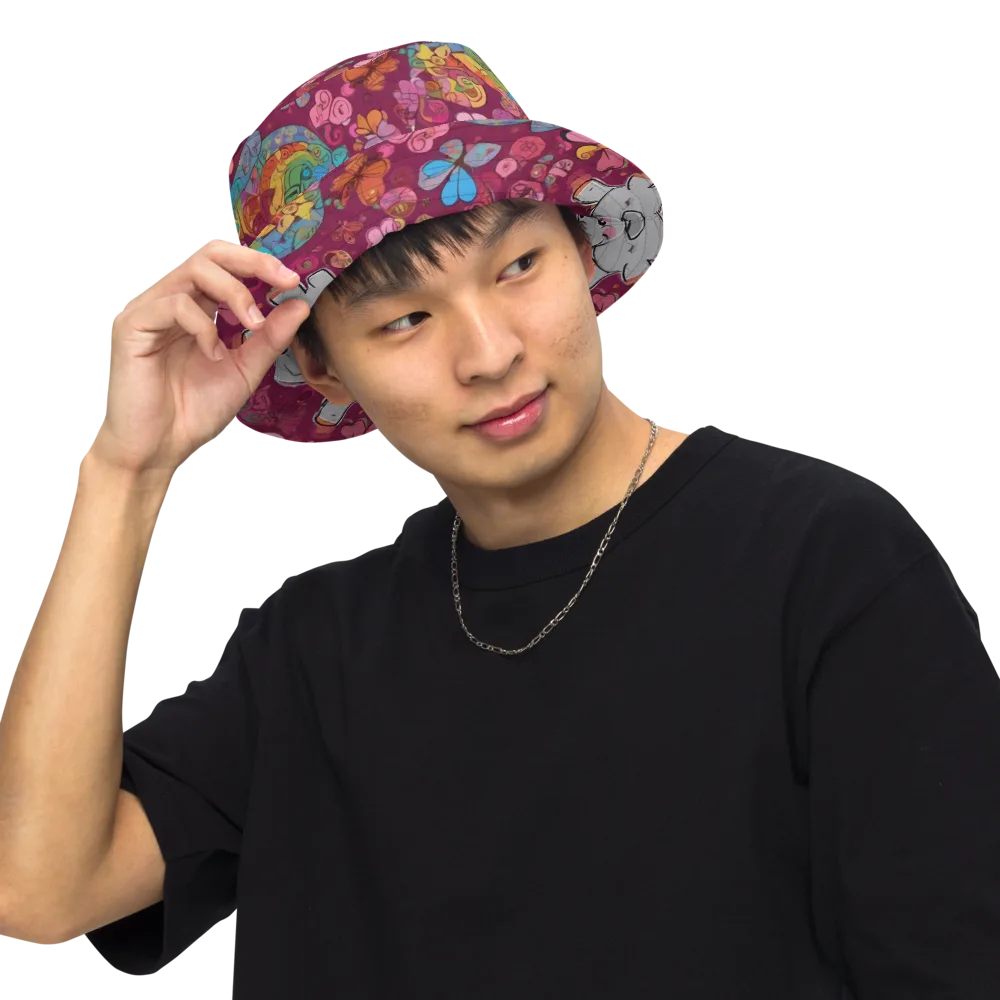 Kaleidoscope Safari on Reversible Bucket Hat — Front Inside