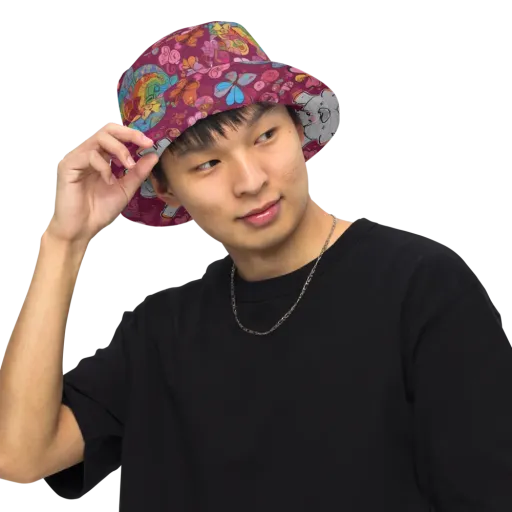 Kaleidoscope Safari on a Reversible Bucket Hat