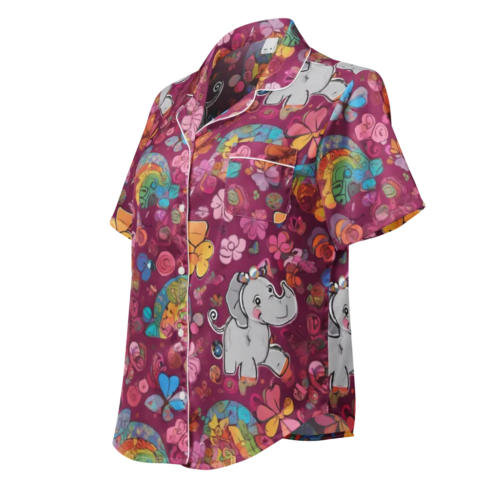 Kaleidoscope Safari on Women's Short Sleeve Pajama Top — Left Front