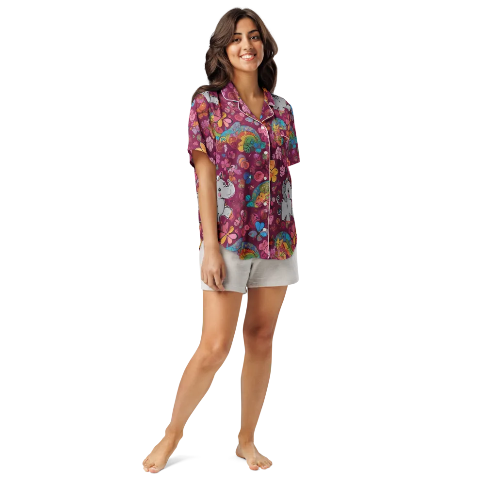 Kaleidoscope Safari on Women's Short Sleeve Pajama Top — Front