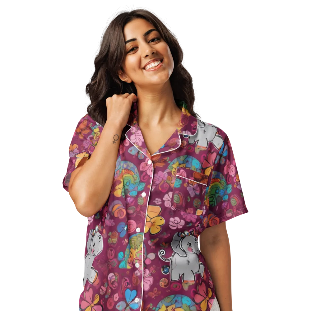 Kaleidoscope Safari on Women's Short Sleeve Pajama Top — Front