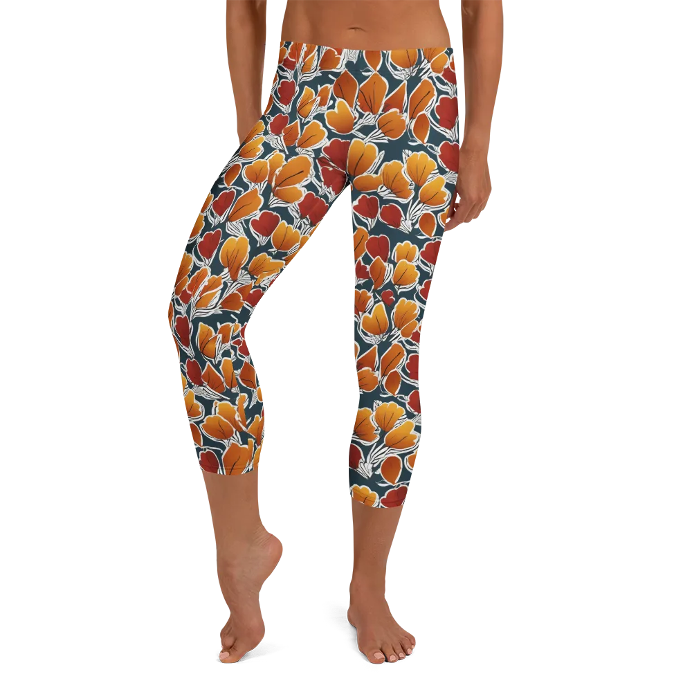 Ink-bloom Heatwave on Capri Leggings — Front