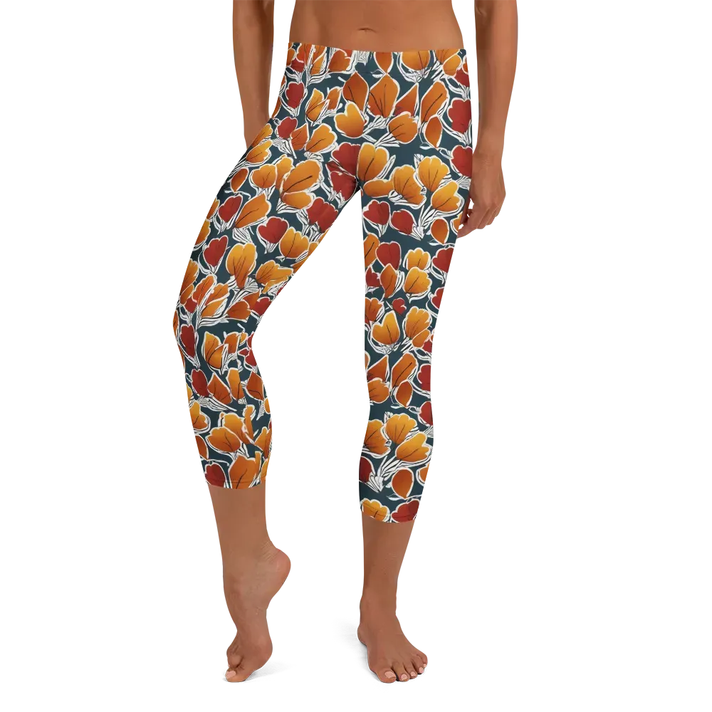 Ink-bloom Heatwave on Capri Leggings — Front