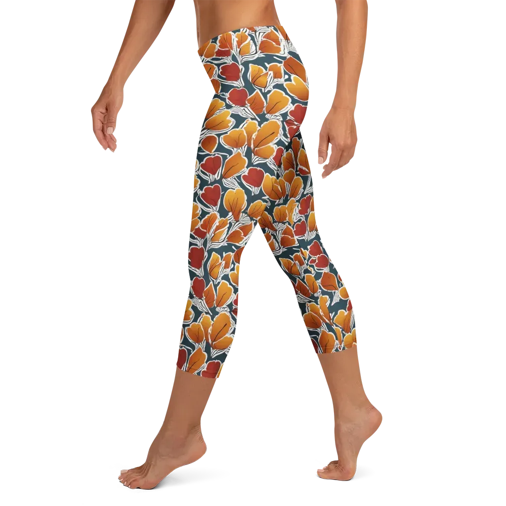 Ink-bloom Heatwave on Capri Leggings — Left