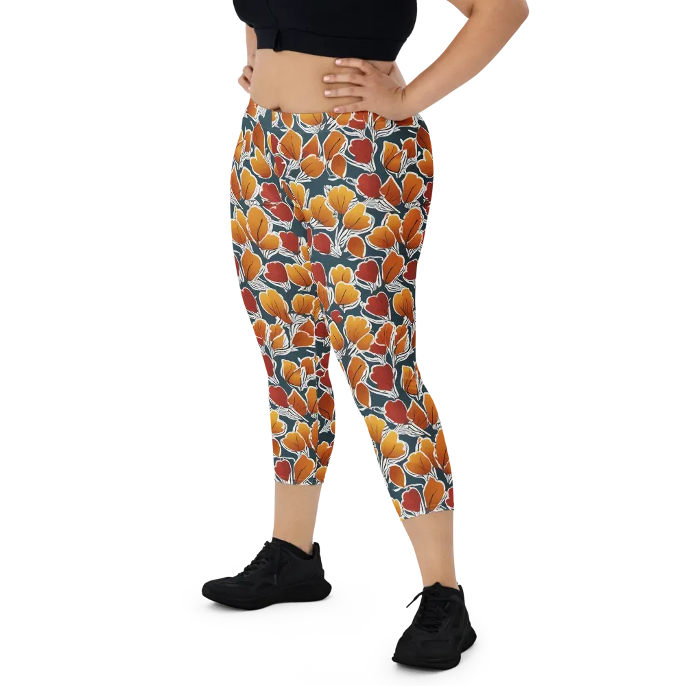 Ink-bloom Heatwave on Capri Leggings — Front