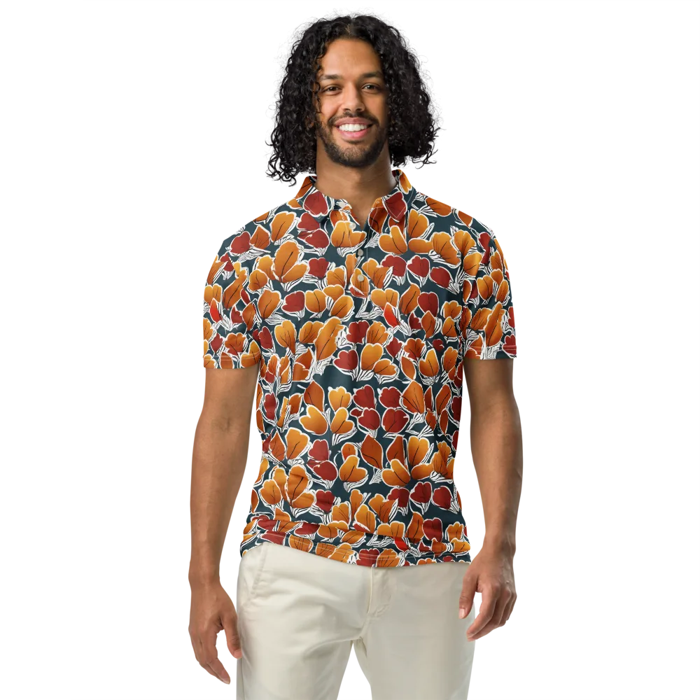 Ink-bloom Heatwave on Men's Slim Fit Polo Shirt — Front