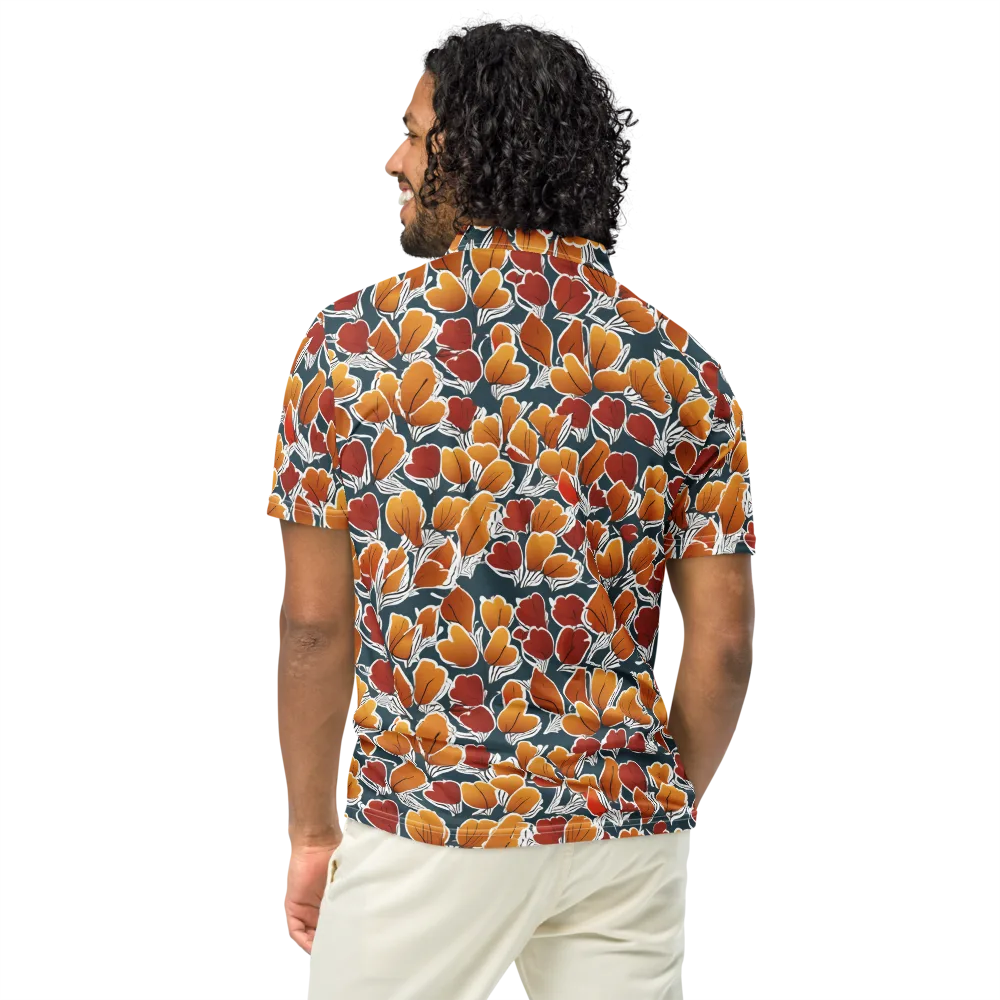 Ink-bloom Heatwave on Men's Slim Fit Polo Shirt — Back