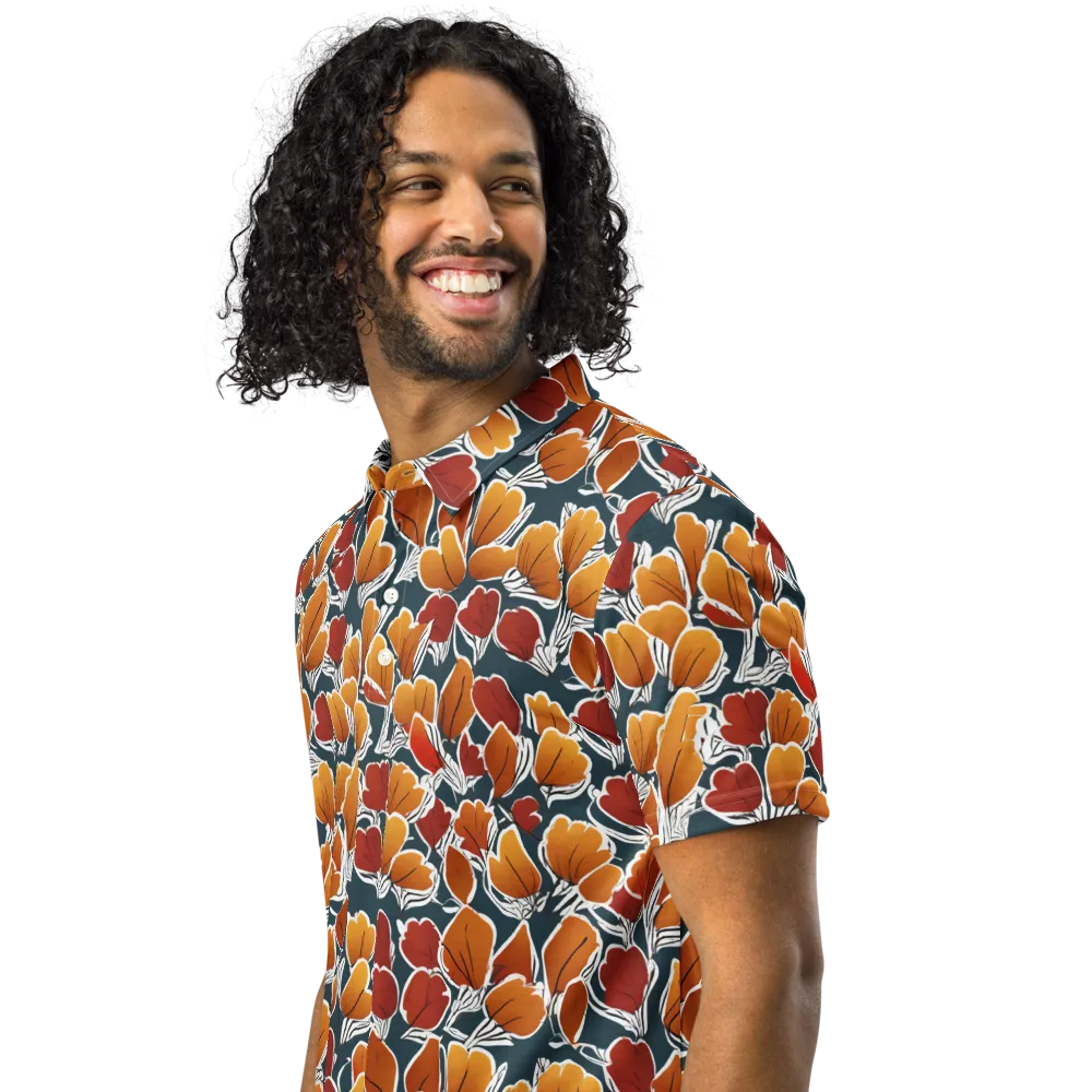 Ink-bloom Heatwave on Men's Slim Fit Polo Shirt — Left Front
