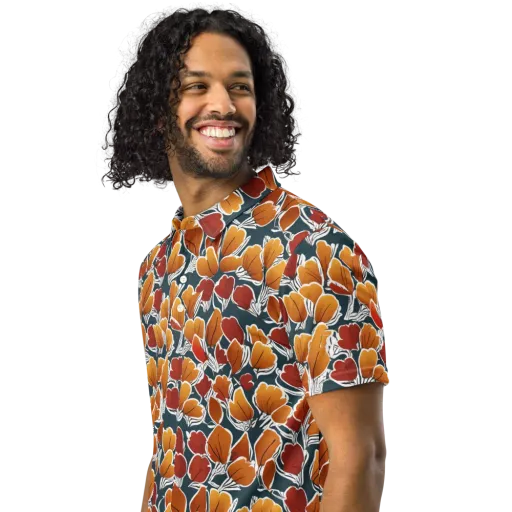 Ink-bloom Heatwave on a Men's Slim Fit Polo Shirt