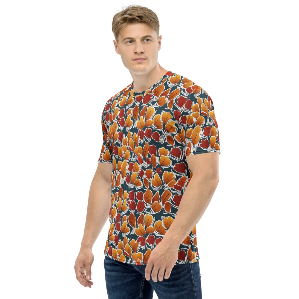 Ink-bloom Heatwave on Men's Crew Neck T-Shirt — Left
