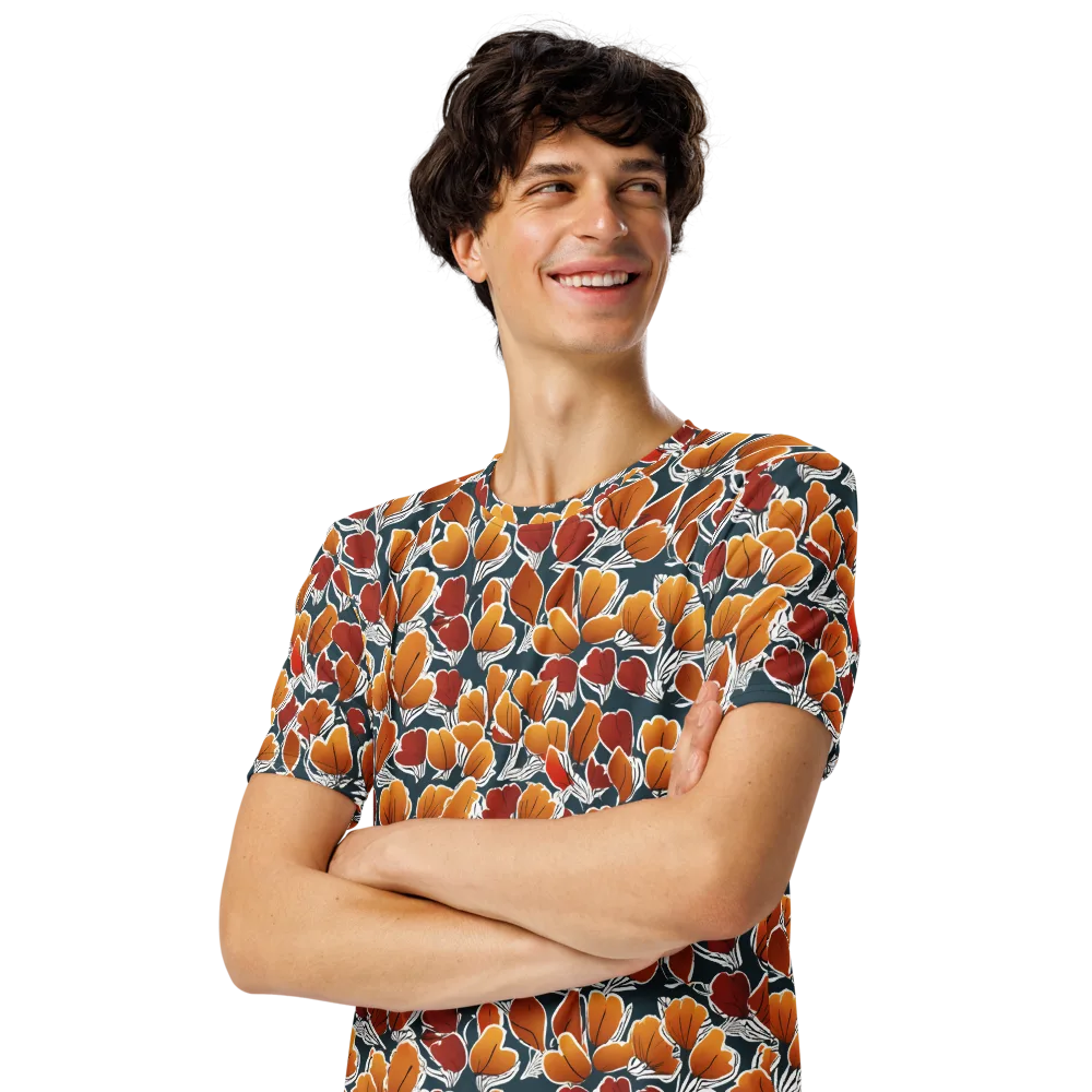 Ink-bloom Heatwave on Men's Crew Neck T-Shirt — Left Front