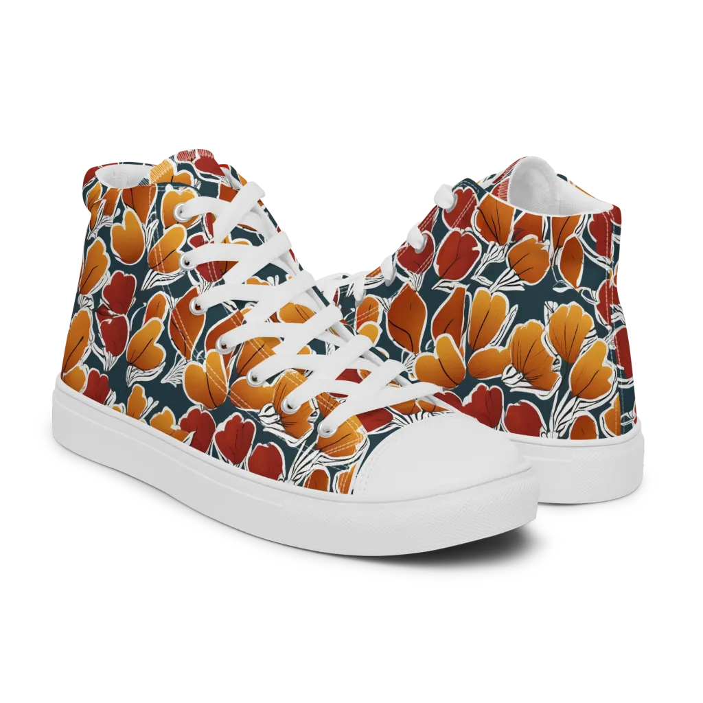 Ink-bloom Heatwave on Men's High Top Canvas Shoes — Right