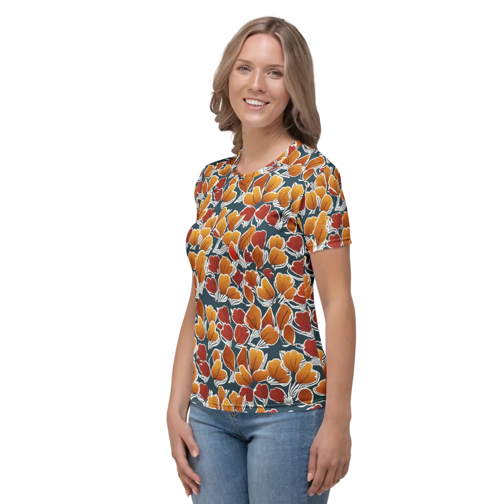 Ink-bloom Heatwave on Women's Crew Neck T-Shirt — Left